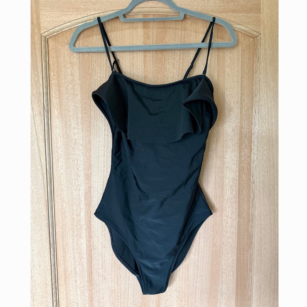 Black Ruffle One Piece Swimsuit by Old Navy Size Medium